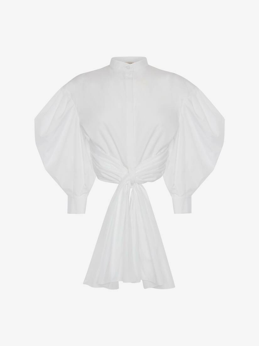 Tops Alexander McQueen Cotton Poplin Bow Wrap Mujer - Blancos - Mexico 160-KYESQW